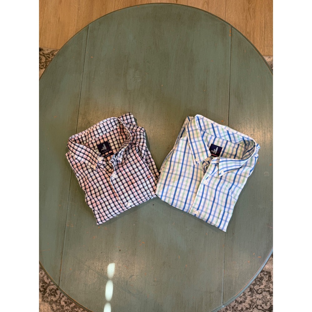 Lot‎ of 2 Johnnie-O Mens XXL Long Sleeve Button Down Shirts Plaid Prep-formance